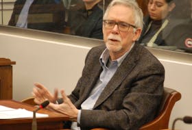 Willett Kempton, a professor at the University of Delaware, made a presentation Thursday on vehicle-to-grid technology and electric vehicle integration to P.E.I.'s special committee on climate change. Jim Day/The Guardian