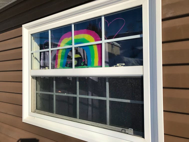 A rainbow in a window in Corner Brook. 