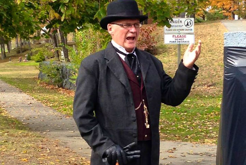 Peter Oickle dresses the part when he gives historical walks for guests in downtown Bridgewater as well as cemetery walks for Halloween. Contributed