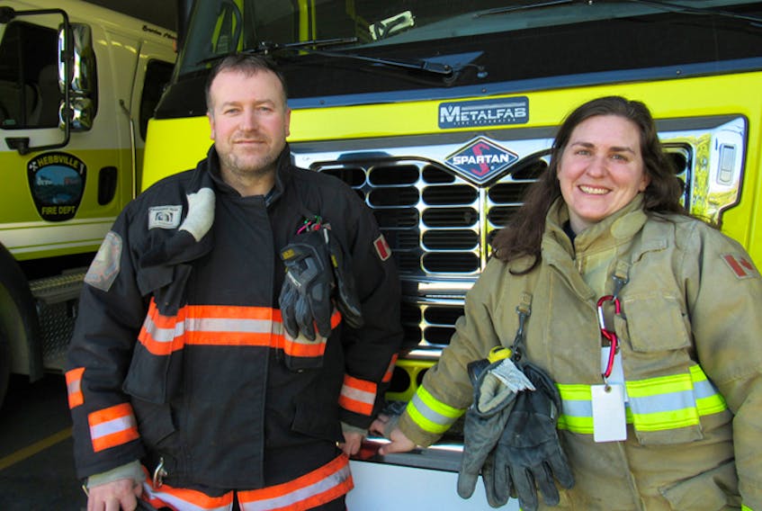 Lunenburg volunteer firefighter Joe DeCoste and his girlfriend, Hebbville volunteer firefighter Emily Bowers, get a sense of satisfaction and accomplishment from helping to protect their communities' residents and properties.