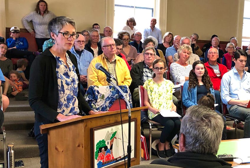 Teresa Quilty, a founding member of Plastic Free Lunenburg, during the group’s presentation to Lunenburg Town Council back in June. - Ed Halverson / CKBW/Country 100.7
