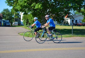 Julien and Edna Gallant train in Abram-Village for the Century Ride for Wishes in September. The Gallants will cycle from Egmont Bay to Moncton, N.B., the weekend of Sept. 18 to raise money for the P.E.I. Chapter of Make-A-Wish, which recently unified with the Children’s Wish Foundation.