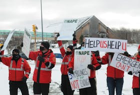 Eastern Health paramedics and members of the Newfoundland and Labrador Association of Public and Private Employees (NAPE) held a noon-hour rally Friday outside the Health Sciences Centre to voice their concern about a shortage of paramedics and a need for more staffed ambulances. Joe Gibbons • The Telegram