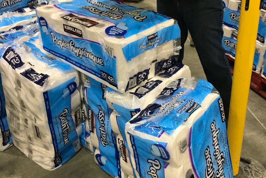 Toilet paper at Costco in St. Joh's was surrounded by caution tape Friday. BARB SWEET/THE TELEGRAM