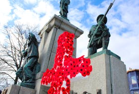 Poppies won’t cover crosses at the National War Memorial this year because the parade is cancelled due to COVID-19. The Royal Canadian Legion and City of St. John’s are proposing a different way for people to pay their respects this year. -JUANITA MERCER/THE TELEGRAM FILE PHOTO