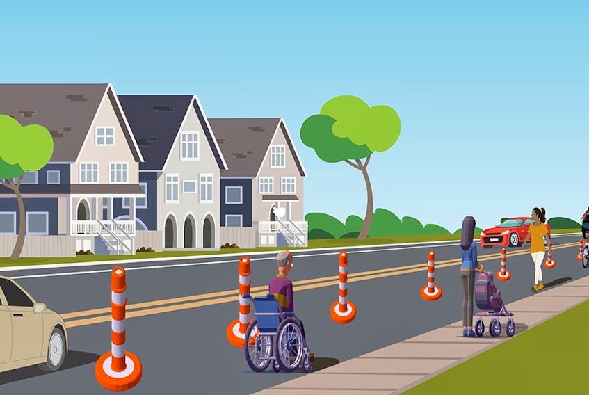 For a short while this summer, cyclists, pedestrians and wheelchair users had more space on some city streets as part of a pilot project that comes to an end Wednesday. -City of St. John’s graphic