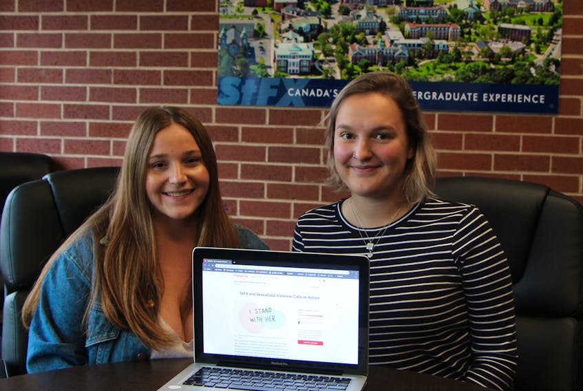 Fourth-year St. F.X. students Kaitlin Dryden (left) and Hannah Moore are members of a group that has launched an on-line petition calling for changes to the university’s sexual violence policy. Corey LeBlanc
