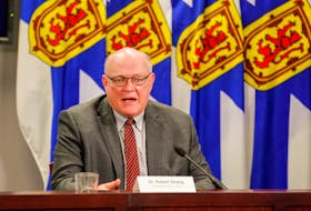 Dr. Robert Strang, Nova Scotia's chief medical officer of health, speaks at a news conference Tuesday, March 30, 2021.