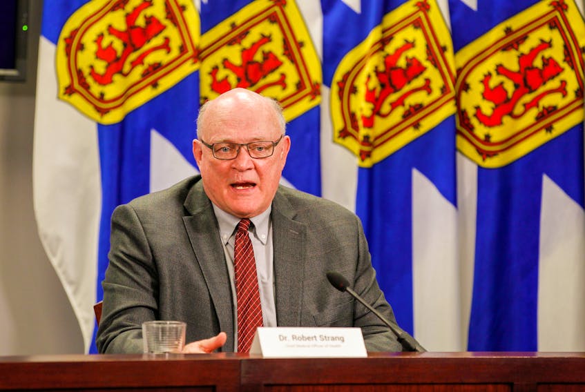 Dr. Robert Strang, Nova Scotia's chief medical officer of health, speaks at a news conference Tuesday, March 30, 2021.