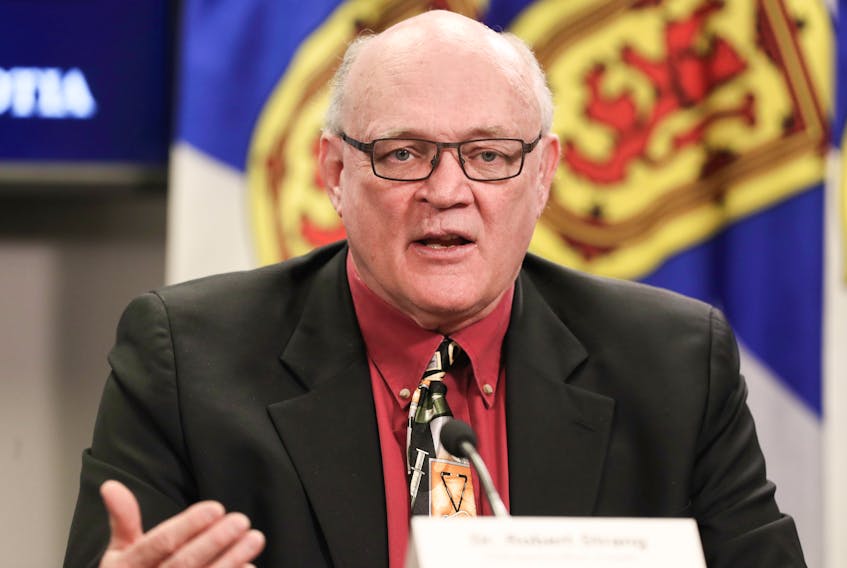 Dr. Robert Strang, Nova Scotia's chief medical officer, wears a medically themed tie at the province's COVID-19 briefing on Wednesday, April 8, 2020. - Communications Nova Scotia