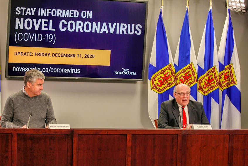 Dr. Robert Strang, Nova Scotia's chief medical officer of health, speaks at a COVID-19 update news conference Friday with Premier Stephen McNeil.