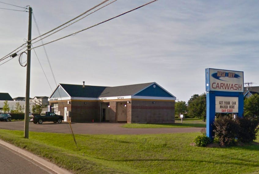 This is a Google Maps screenshot of Wash A Way Car Wash, located on. St. John Avenue in Stratford.