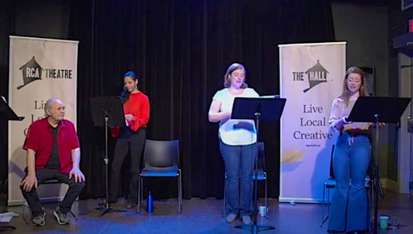 The latest edition of Live Magazine! featured a slew of local talent — (from left) Andy Jones, Vanessa Cardoso Whelan, Monica Walsh and Allison Kelly — bringing sketch comedy from the LSPU Hall to your own living room. —  YouTube Screenshot