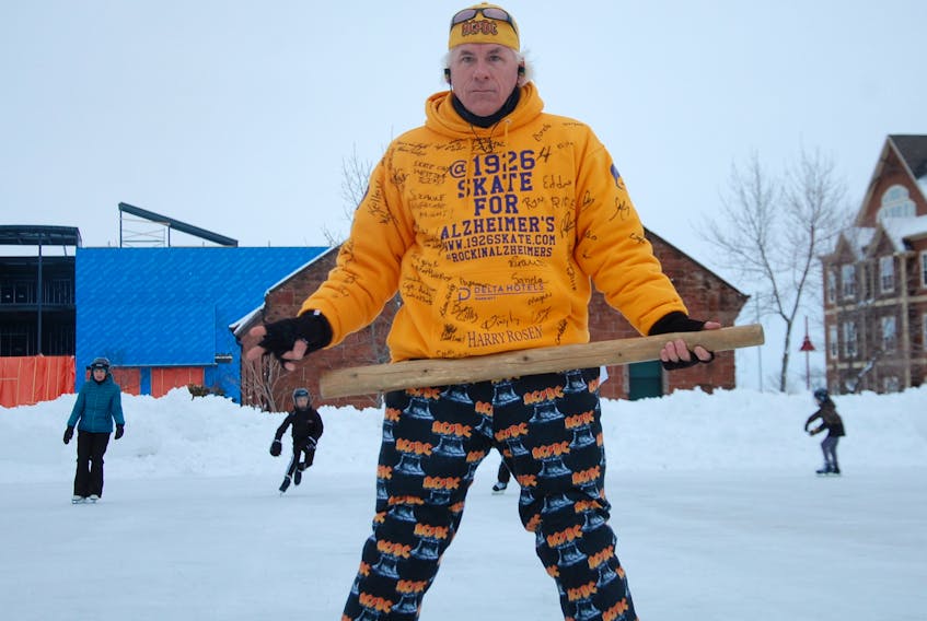 Steve McNeil, a postal worker and referee from Etobicoke, Ont., says he was touched by the strong community support during his lenghty outdoor skate in Charlottetown to raise money for the Alzheimer's Society of P.E.I. JIM DAY/THE GUARDIAN