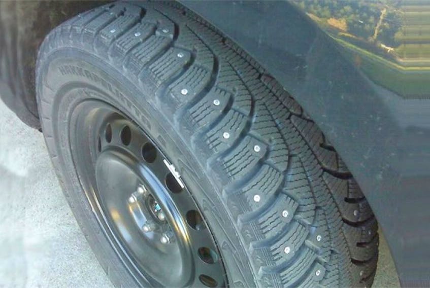Studded winter tires.