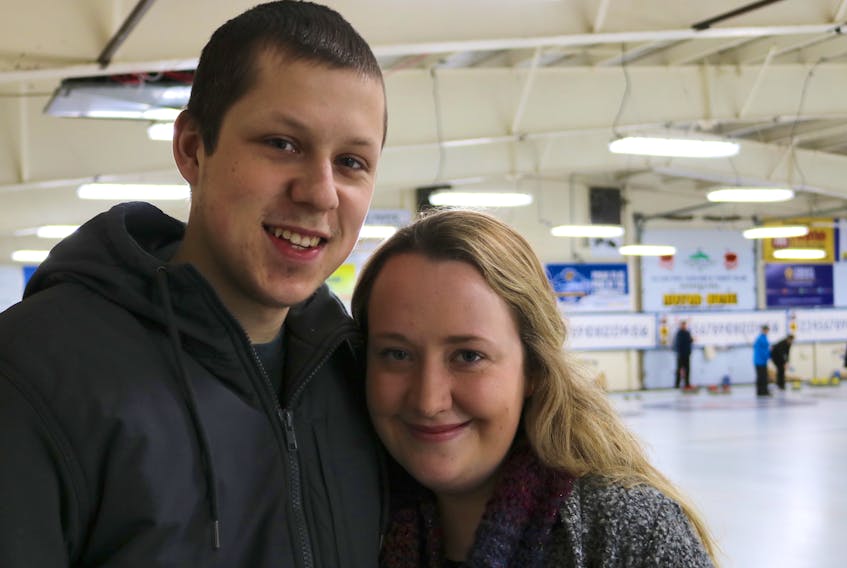 Edward and Jenny White of Summerside say it was love at first sight when they met while playing in a tournament at the Silver Fox Curling Club seven years ago in early February. The couple married last August and held their wedding reception at the club. They also recently captured the province mixed doubles curling championship at the Silver Fox and will represent P.E.I. at the nationals in March. Millicent McKay/Journal Pioneer
