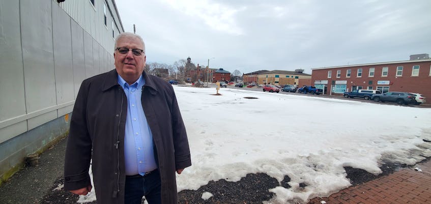 Summerside Coun. Brian McFeely, chairman of the city’s economic development committee, at what is known as the Core Block. The municipally owned property is located in the downtown and the city is looking for potential developers. 