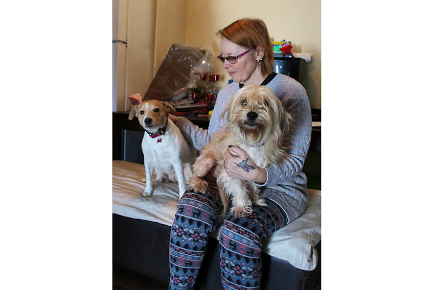 Kim Higgins is being evicted after a new property owner discovered her family’s two dogs, which she says have been living there long before the ownership changed.