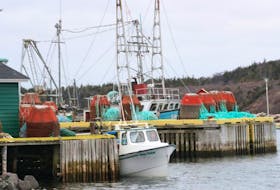 Crab pots wait to be loaded aboard boats in Fortune in this file photo.
