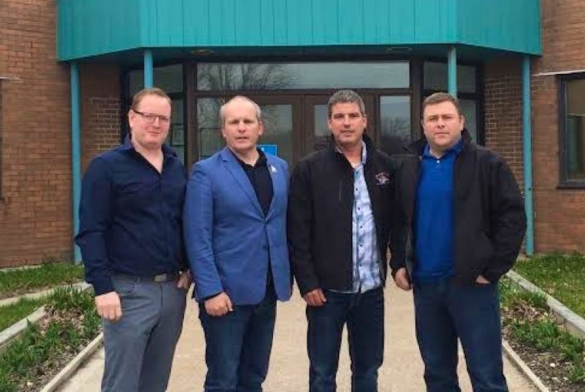 FISH-NL executive members (from left) Jason Sullivan, president Ryan Cleary, Boyd Lavers and Richard Gillett met with Premier Dwight Ball and Fisheries Minister Steve Crocker on Thursday.
