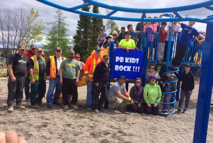 After laying some pea stone on June 10, Port Blandford's new playground was ready to be used. An official opening will be held on July 2.