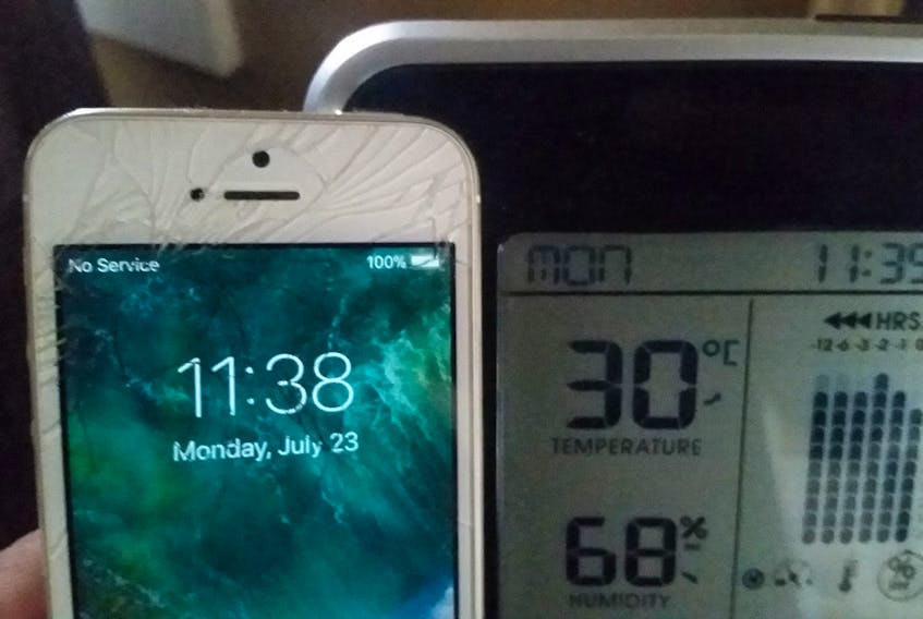 Jeff Dalton points out that the heat and humidity were high in Canning, N.S. Monday morning.