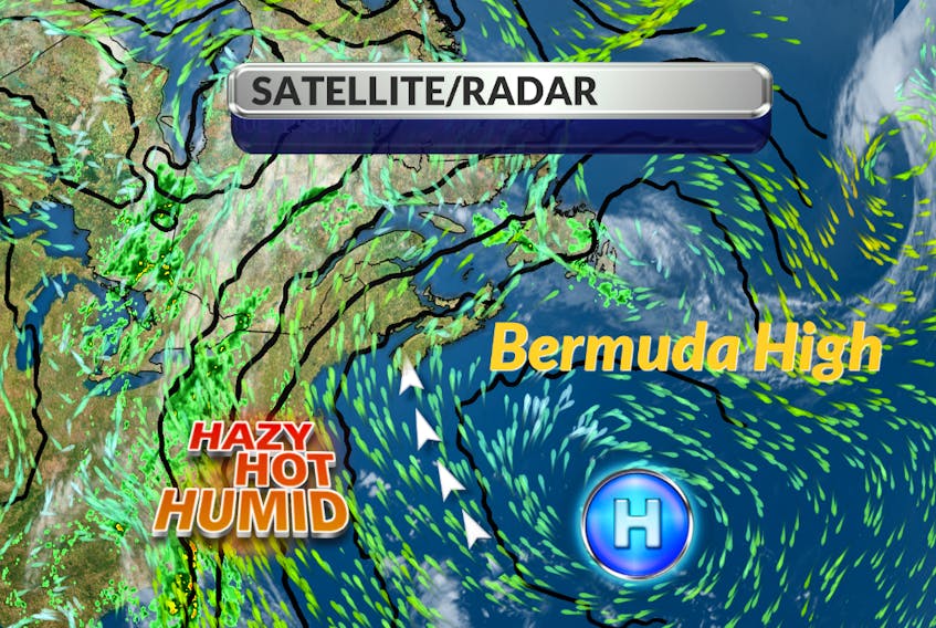Position of the Bermuda High, Tuesday, July 24.