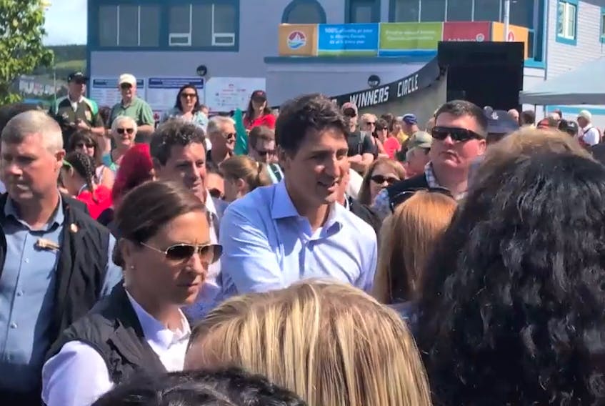 PM Justin Trudeau greets people pond-side at the Royal St. John's Regatta, Aug. 7, 2019.