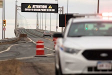 An RCMP vehicle in front of the Confederation Bridge on April 2, 2020. - REUTERS