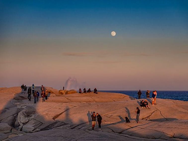This enchanting photo was taken by Barry Burgess, at Peggy’s Cove, N.S. on the night of the Full Strawberry Moon. The celestial event brought quite a few people out on what was a perfect night for sky gazing. I see a few of them on their phones – I wonder if they are booking haircut appointments?