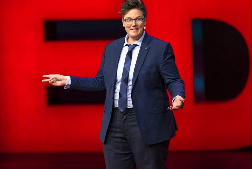 Hannah Gadsby, author of the Netflix show Nanette speaks at TED2019: Bigger Than Us in Vancouver on April 18, 2019. Photo: Ryan Lash/TED	RYAN LASH