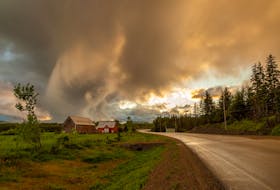 A few of Cyndie’s friends advised her to get my take on the ominous-looking cloud in this photo. Cyndie snapped the picture at approximately 8:25 p.m. on June 9, in Middle River, Cape Breton, N.S.