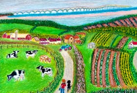 This gorgeous pastel crayon drawing titled "Island Glory" was submitted by Malliga Nagarajan of Charlottetown.  Malliga says “PEI is an amazing place to relax and drive around with spectacular sights of rolling meadows, striking red sands, rows of farm fields interspersed with quaint dairy farms, the magnificent Confederation bridge and breathtaking sea views.” You’ve truly captured the essence of the Island in this lovely work of art! Thanks for sharing!