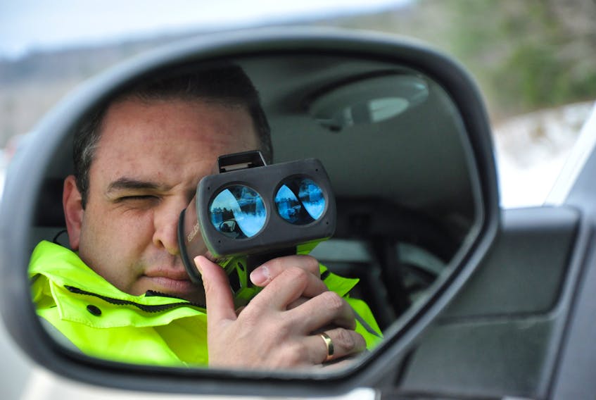 Sgt. Andrew Buckle with the RCMP uses a LIDAR to catch speeders in the Annapolis Valley of Nova Scotia.