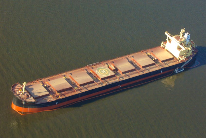 The MV Marathassa, from above, as shown in the Independent Review of the M/V Marathassa Fuel Oil Spill Environmental Response Operation as published by the Canadian Coast Guard.