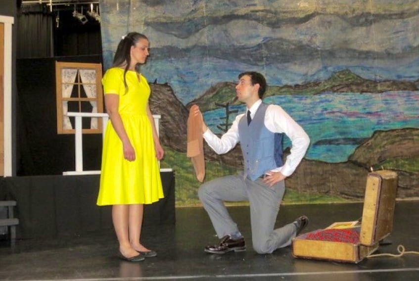 Karla Abbass and Jamie Felsberg of the Mokami Players are shown in a scene from Salt-Water Moon.