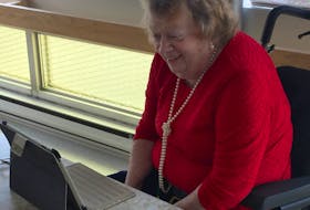 Marlene MacDonald, a resident at MacGillivray Guest Home spent much of the afternoon chatting on Facetime with family and friends as she celebrated her 83rd birthday Tuesday. CONTRIBUTED