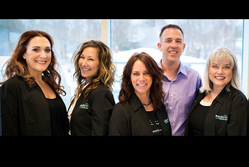 The staff of Nuderm Skin Care Clinic in St. John’s are (from left) Aimee Rowe, Karen Caines, Kim Best, Dr. Peter Seviour and Victoria Jamieson.