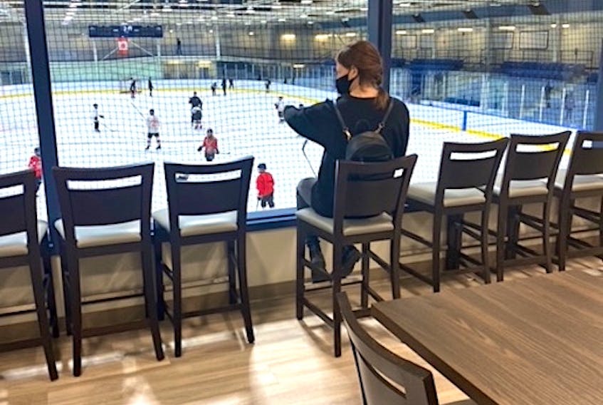 Lauren Pasher is shown overlooking the ice at TALO On Ice, the new sports bar under construction at the Glace Bay Miner’s Forum. CONTRIBUTED