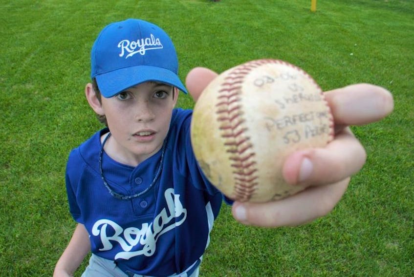 Tanner MacLean threw a perfect game on Tuesday to start the mosquito AAA baseball season.