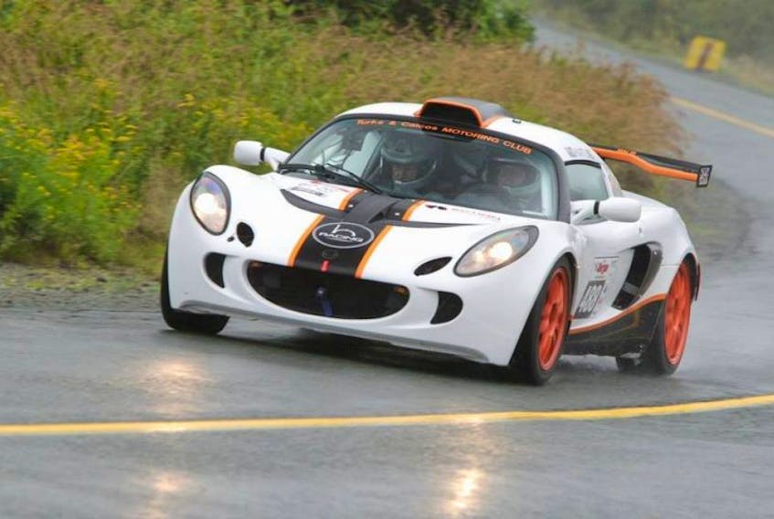 The 2006 Lotus Exige of Stan Hartling and Andy Proudfoot was knocked out of the 2017 Targa Newfoundland on the first competitive day of the rally