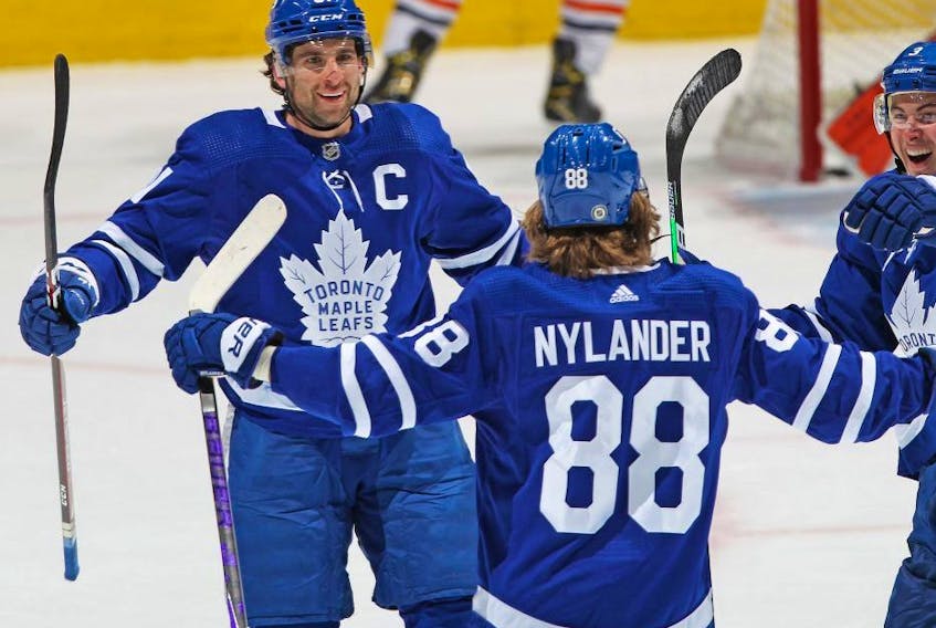 Leafs captain John Tavares scored his 10th goal of the season on Saturday night. Getty Images