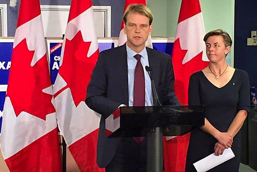 Current Conservative leadership hopefuls Chris Alexander and Kellie Leitch make a joint announcement in this photo from October 2015 posted on Alexander's Twitter account.
