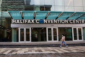 FOR MUNRO STORY:
A woman walks past the empty Halifax Convention Centre in Halifax Tuesday January 26, 2021.

TIM KROCHAK PHOTO
