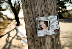 A poster raising awareness of human trafficking and sexual exploitation in Nova Scotia is fixed to a utility pole on Memorial Drive in Halifax on Thursday February 20, 2020.