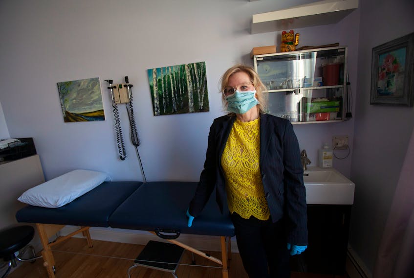Physician Maria Patriquin is seen in a treatment room at the Living Well Clinic in Halifax on Wednesday, April 29, 2020.