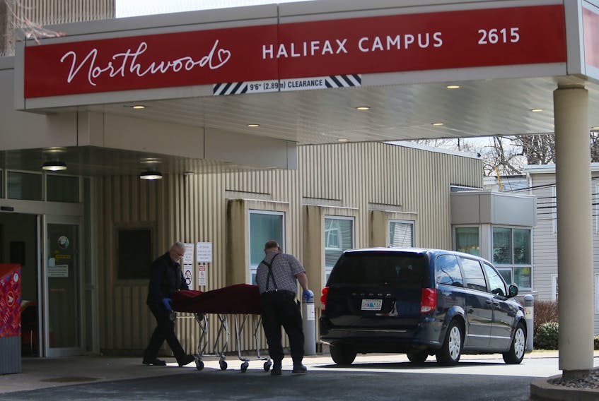 A body is removed from Northwood nursing home in Halifax. The COVID-19 virus has killed 21 residents at the facility. - Tim Krochak