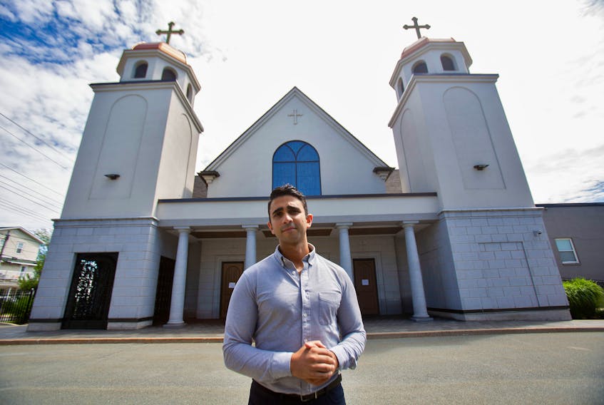 FOR ZIAFATI STORY:
 Anthony Saikali, of the Lebanese Halifax Festival, is involved in planning service this week to mourn the lives lost and damage caused by yesterday's tragic explosion...he is seen in front of Saint Antonios Antiochian Orthodox Church in Halifax Wednesday August 5, 2020. The society is sharing a link to Saint Antonio's Church which has started a fundraising campaign directed towards food, shelter, and medical needs to those directly affected by the tragedy.

TIM KROCHAK/ The Chronicle Herald