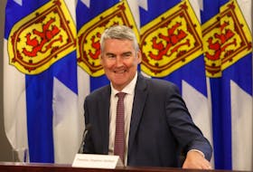 FOR RANKIN STORY:
Nova Scotia Premier Stephen McNeil, responds to a reporter's question after giving notice of stepping down as the premier of the province, in Halifax Thursday August 6, 2020.

TIM KROCHAK PHOTO