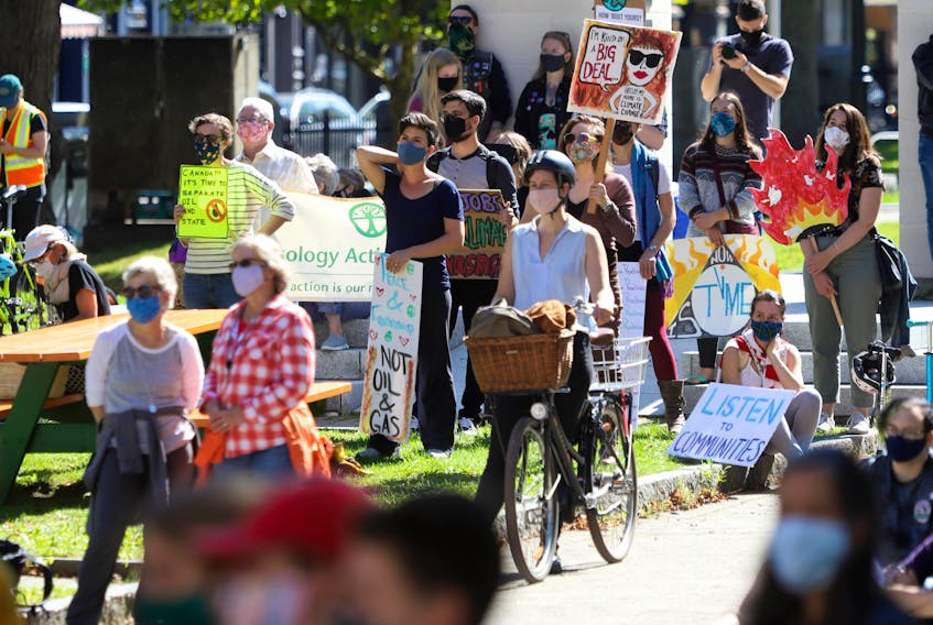 Hundreds rally in downtown Halifax on Friday, Sept. 25, to support climate justice.